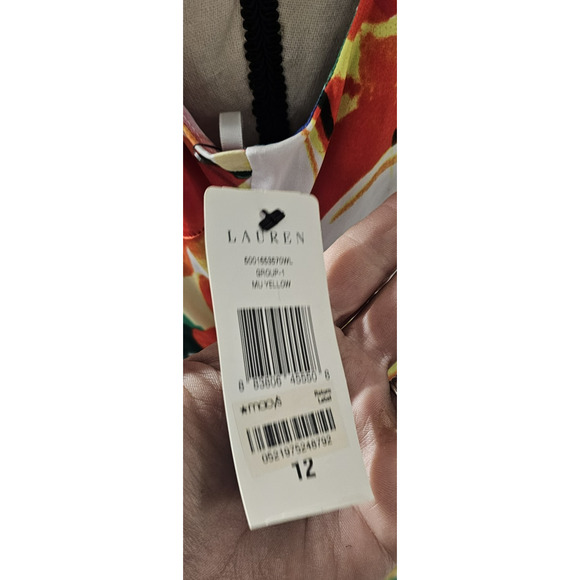 Lauren Ralph Lauren Cowl Neck Wiggle Dress Sz 12 Ruched Watercolor Bloom NWT - Picture 9 of 9